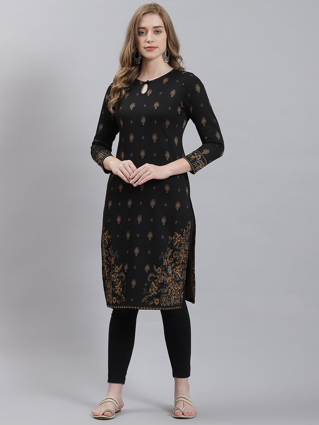 Women Black Self Kurti