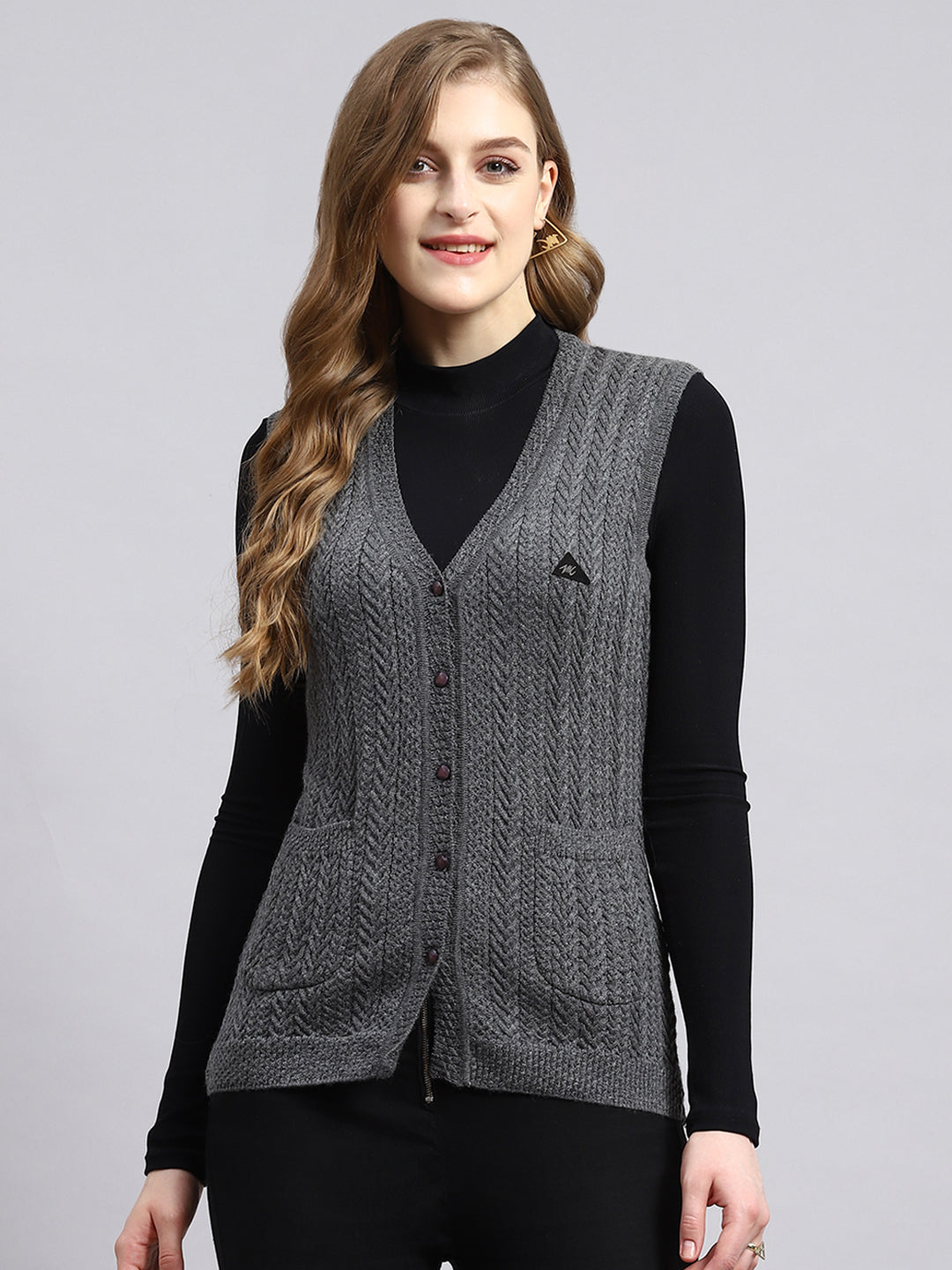Women Grey Self Cardigan