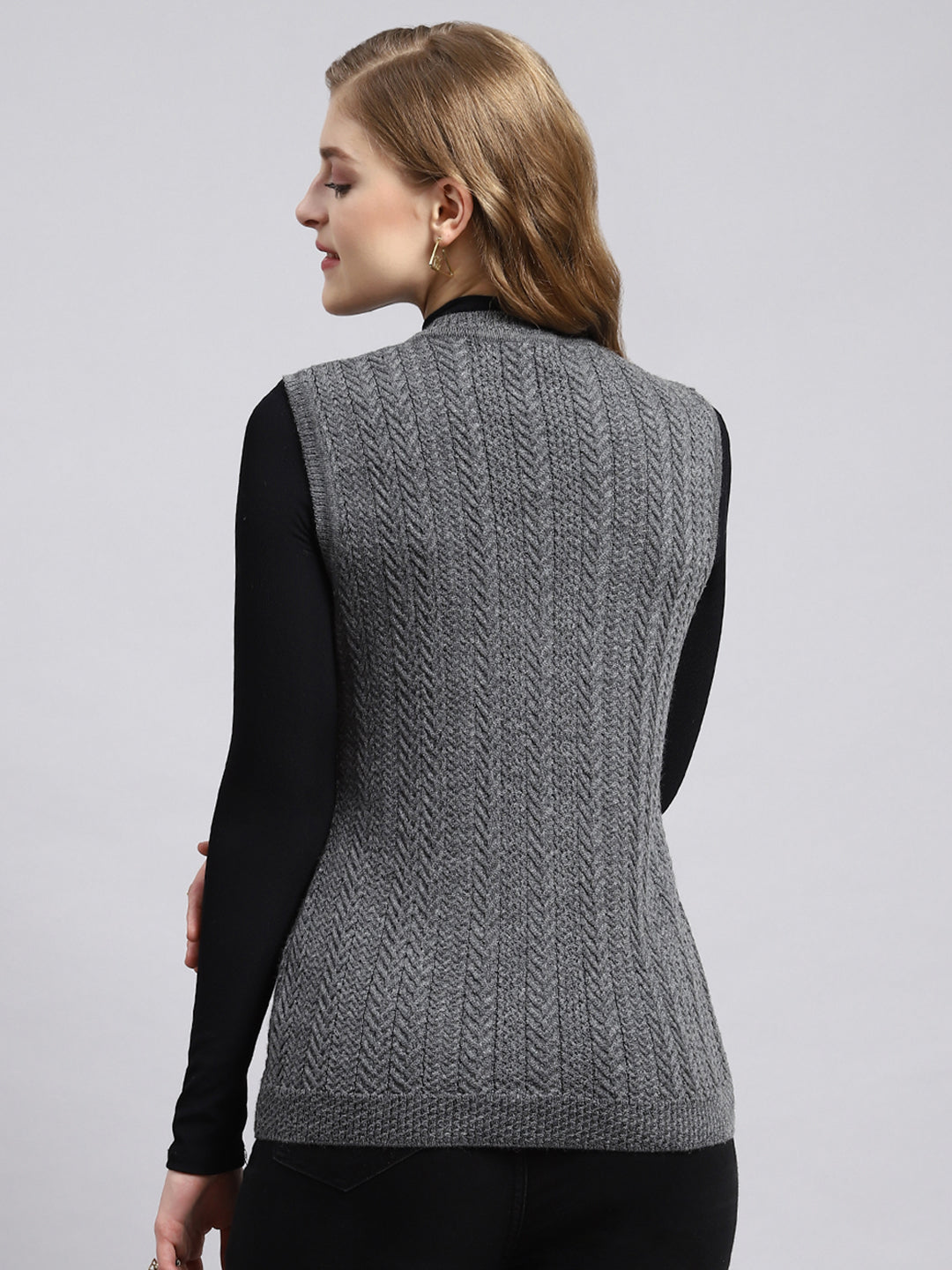 Women Grey Self Cardigan