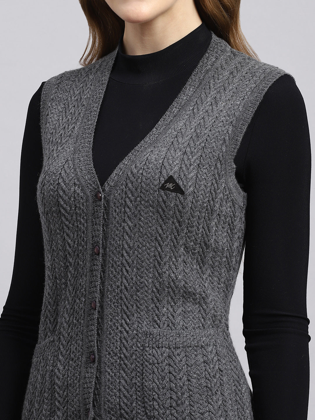 Women Grey Self Cardigan