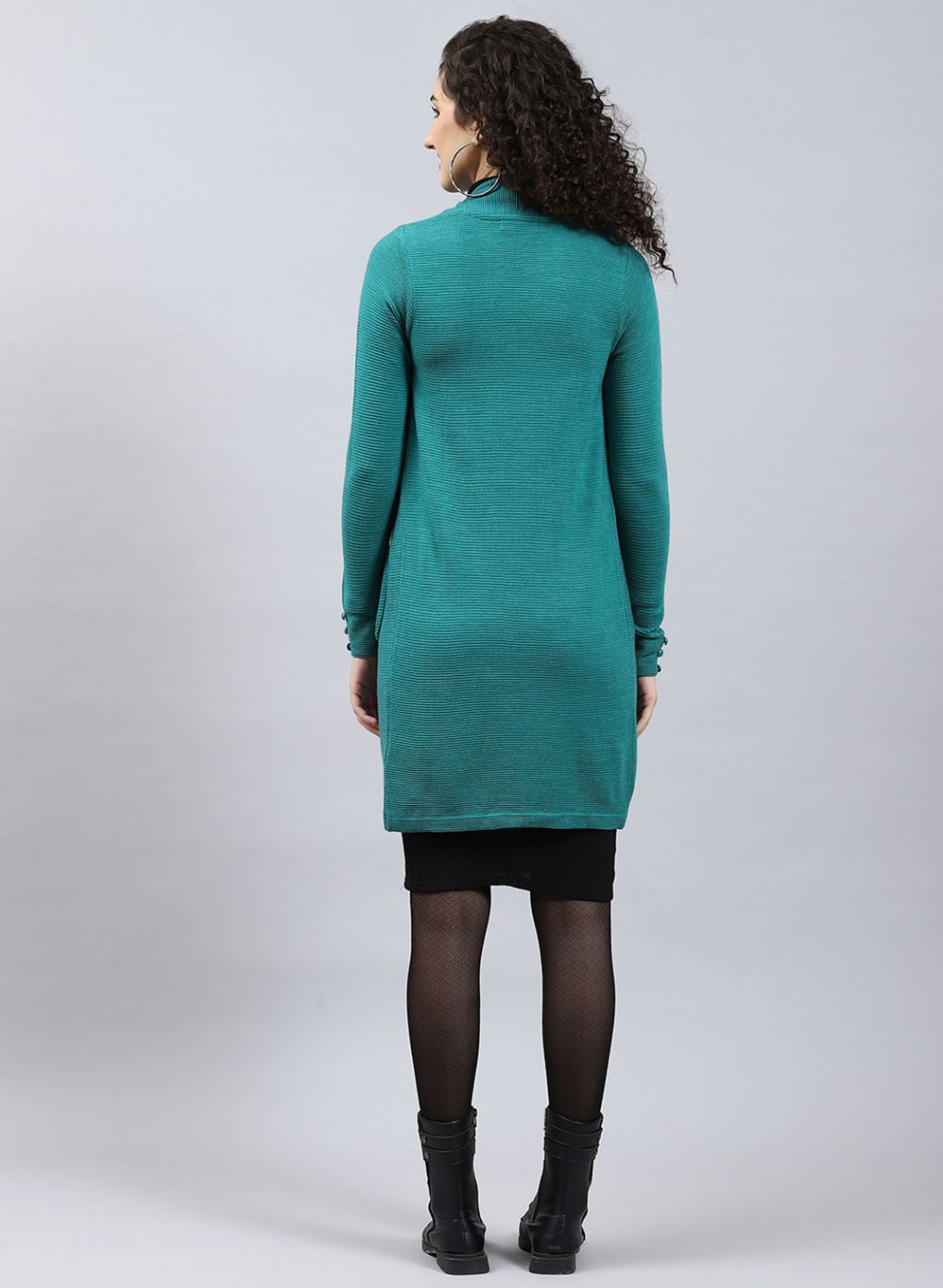 Women Green Self Design Wool blend Cardigan