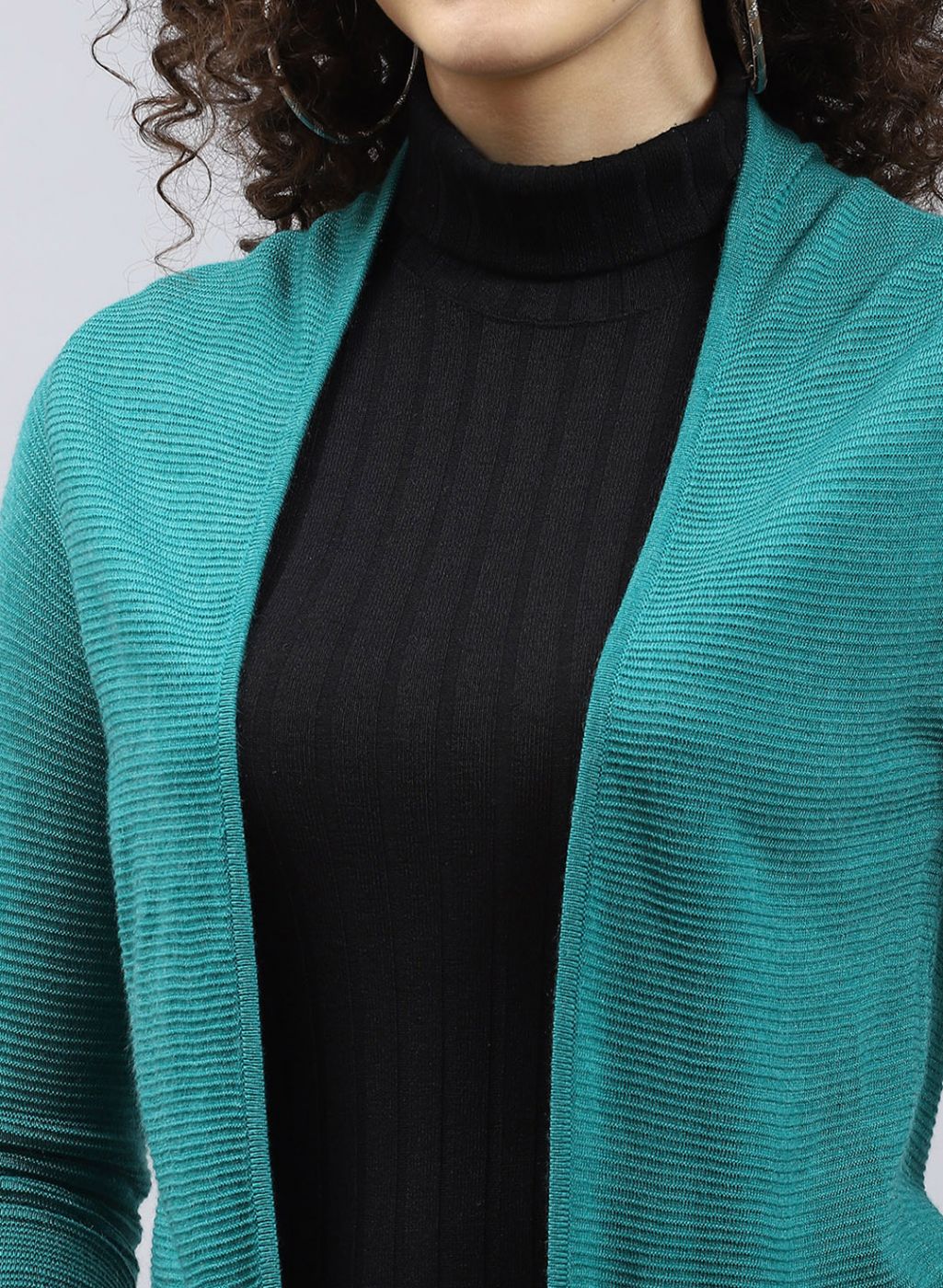 Women Green Self Design Wool blend Cardigan