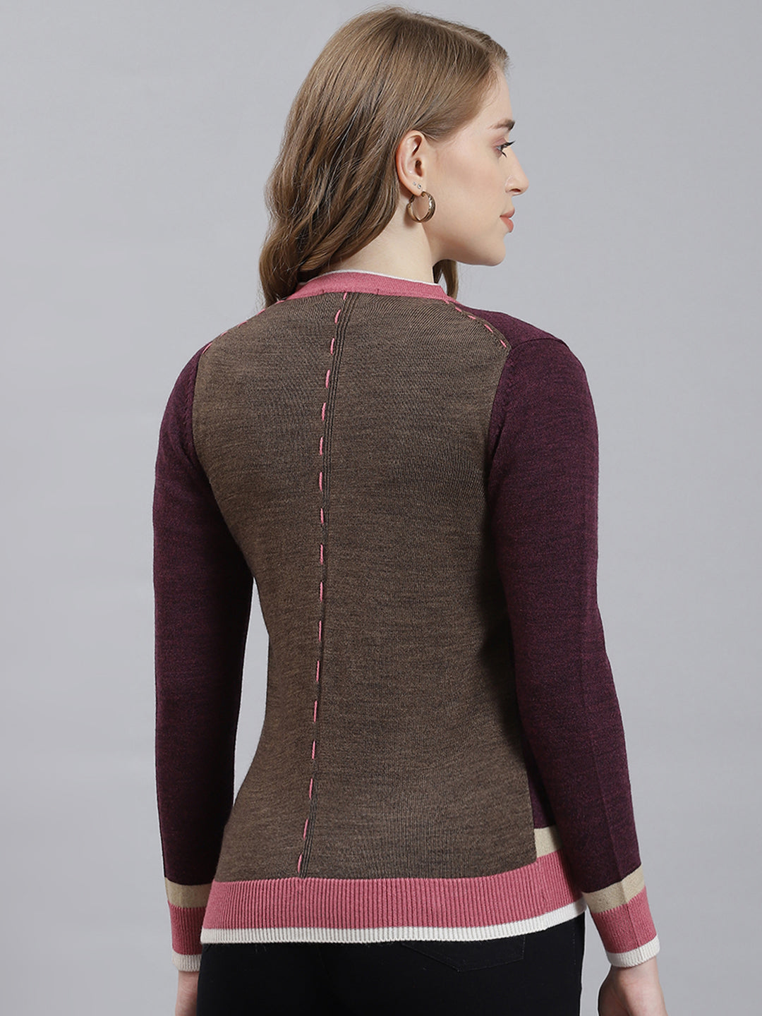 Women Purple Plain Cardigan