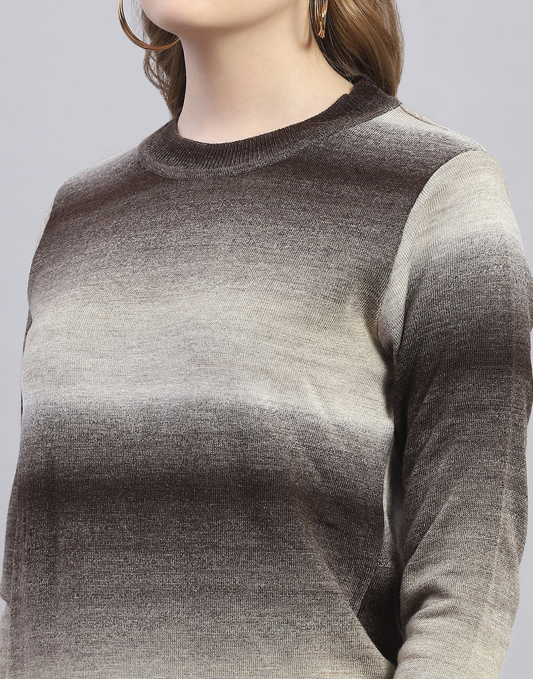 Women Brown Solid Round Neck Full Sleeve Cords Set