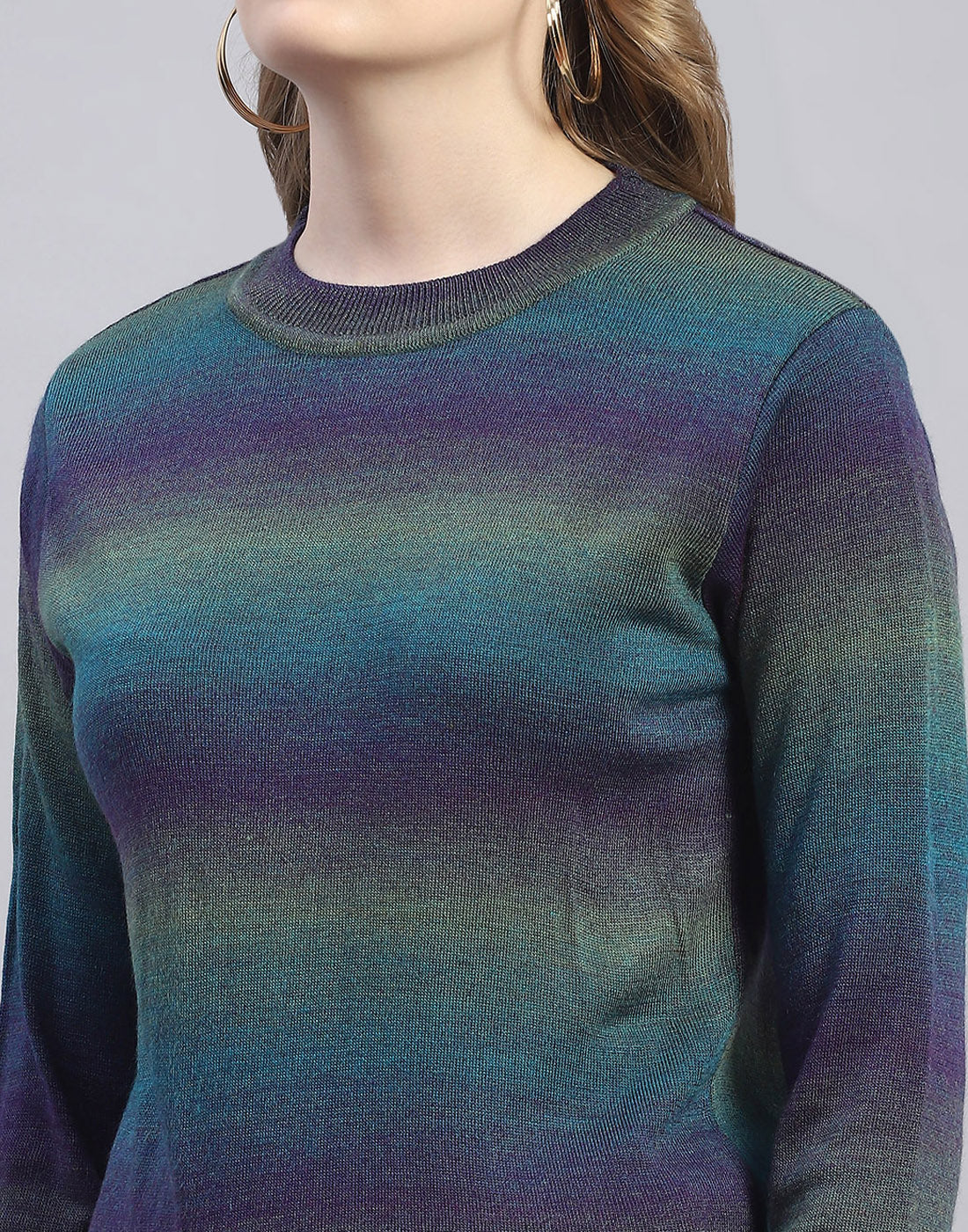 Women Teal Blue Solid Round Neck Full Sleeve Cords Set