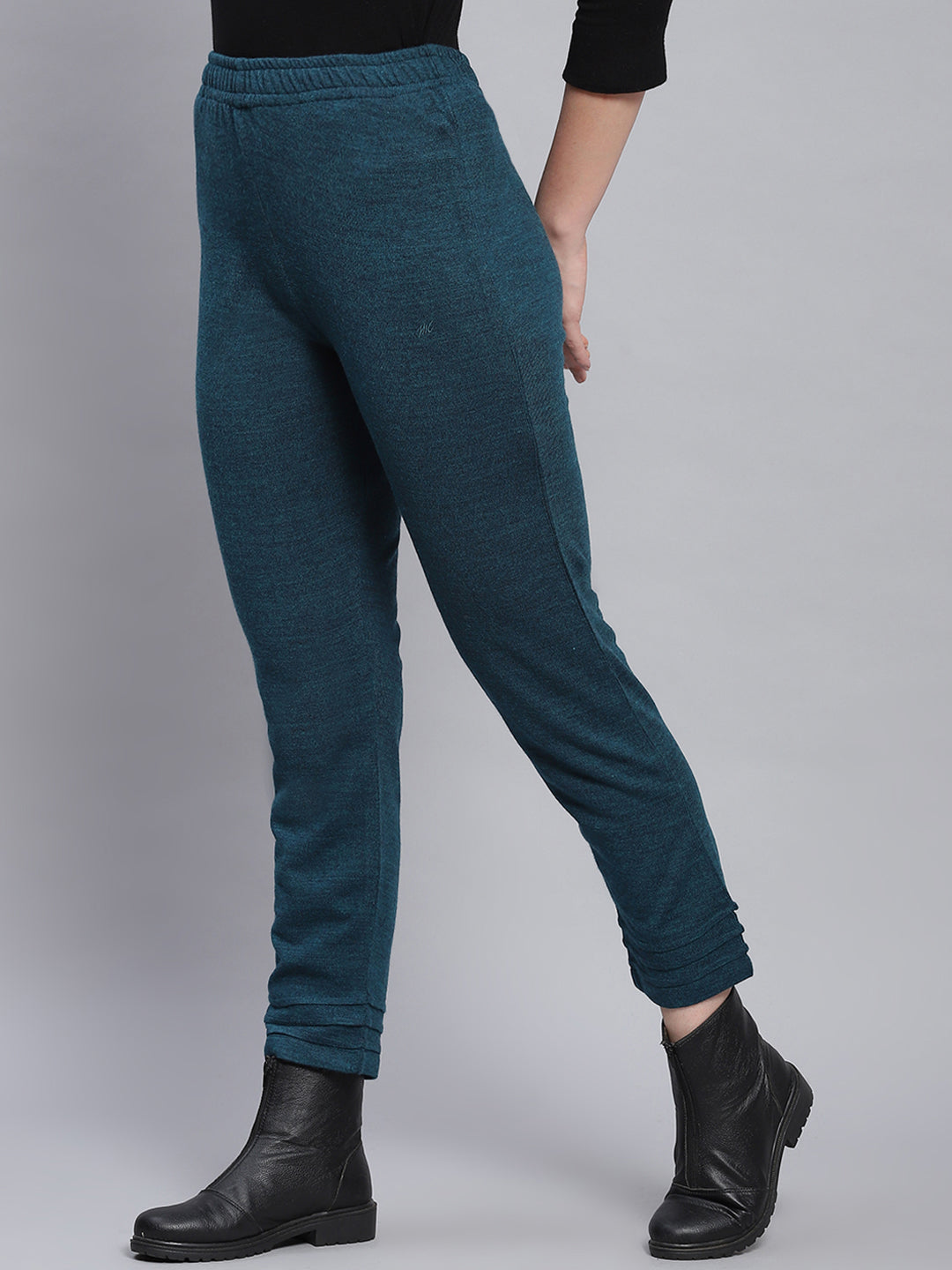 Women Teal Blue Solid Regular Fit Lowers