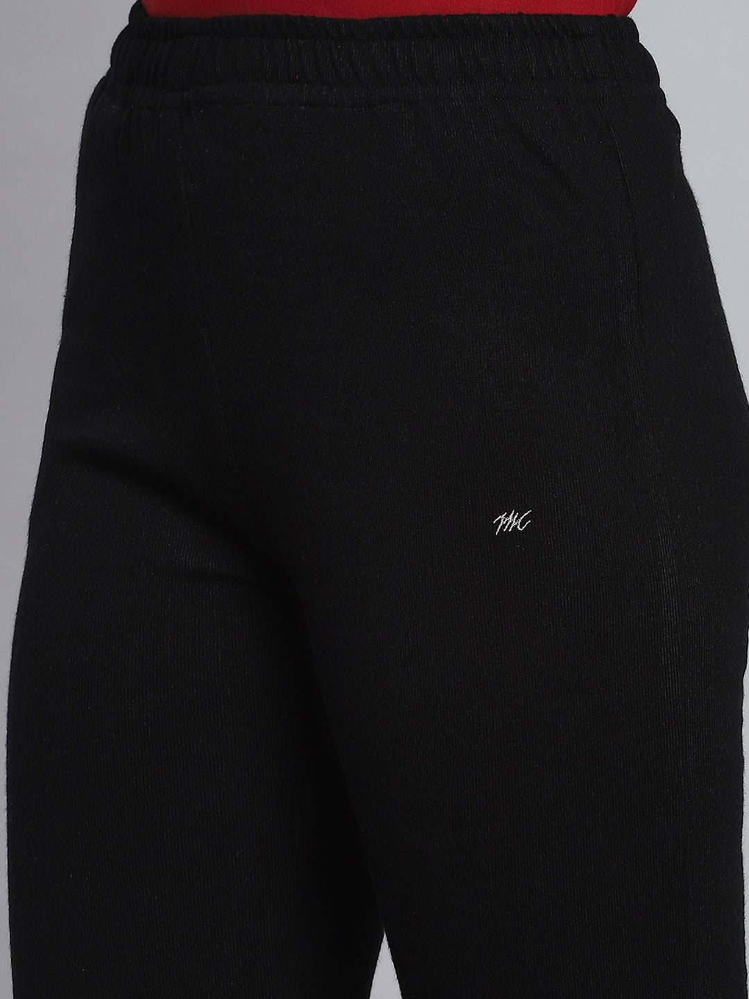 Women Black Solid Regular Fit Winter Lowers