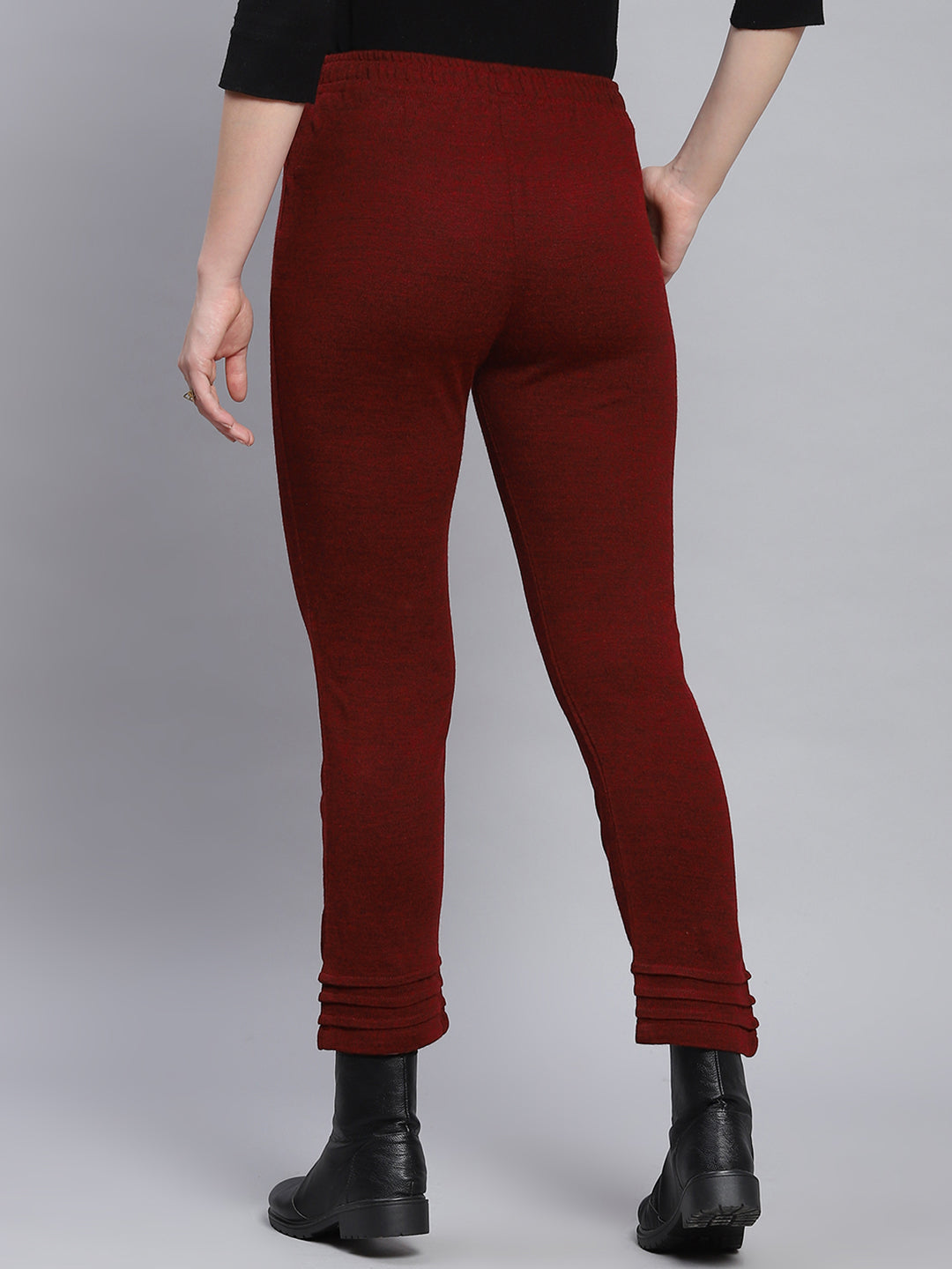 Women Maroon Solid Regular Fit Winter Lowers