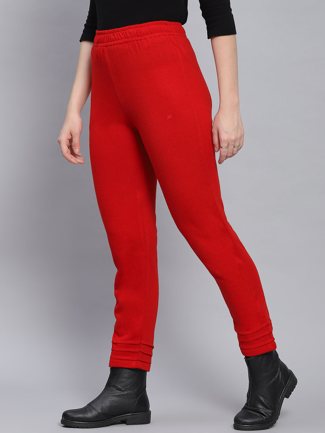Women Red Solid Regular Fit Lowers