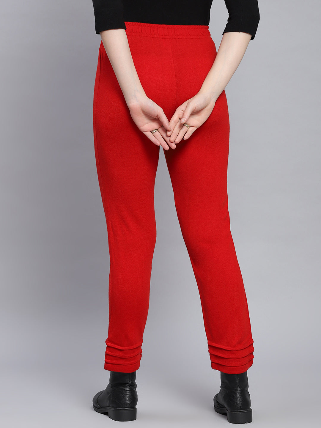 Women Red Solid Regular Fit Lowers