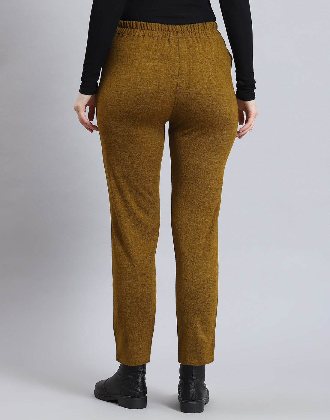 Women Mustard Self Design Regular Fit Winter Lower