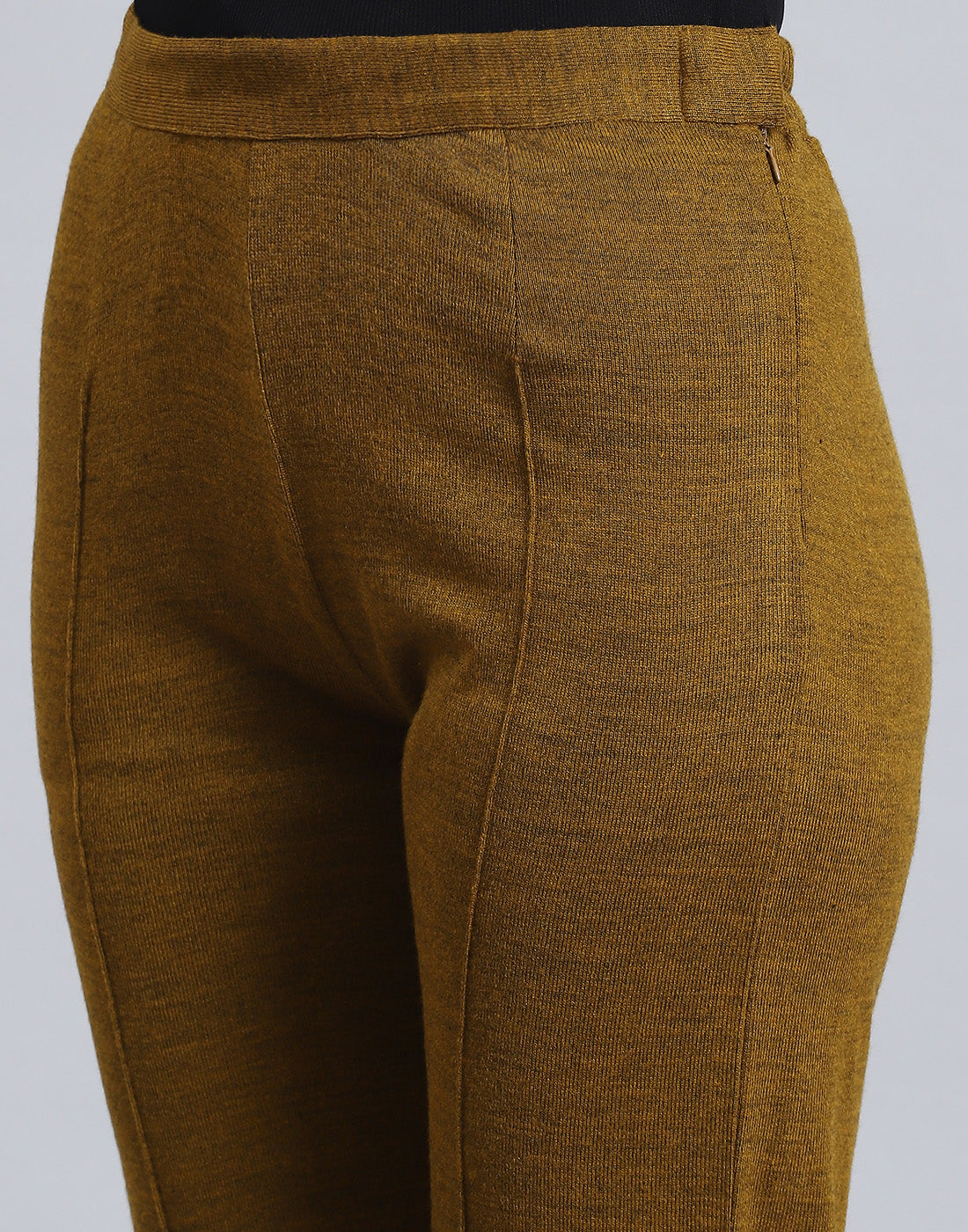 Women Mustard Self Design Regular Fit Winter Lower