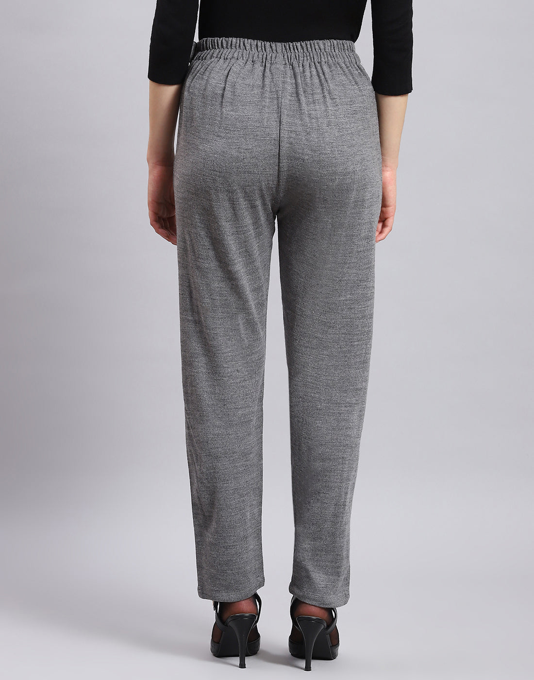 Women Grey Self Design Regular Fit Winter Lower