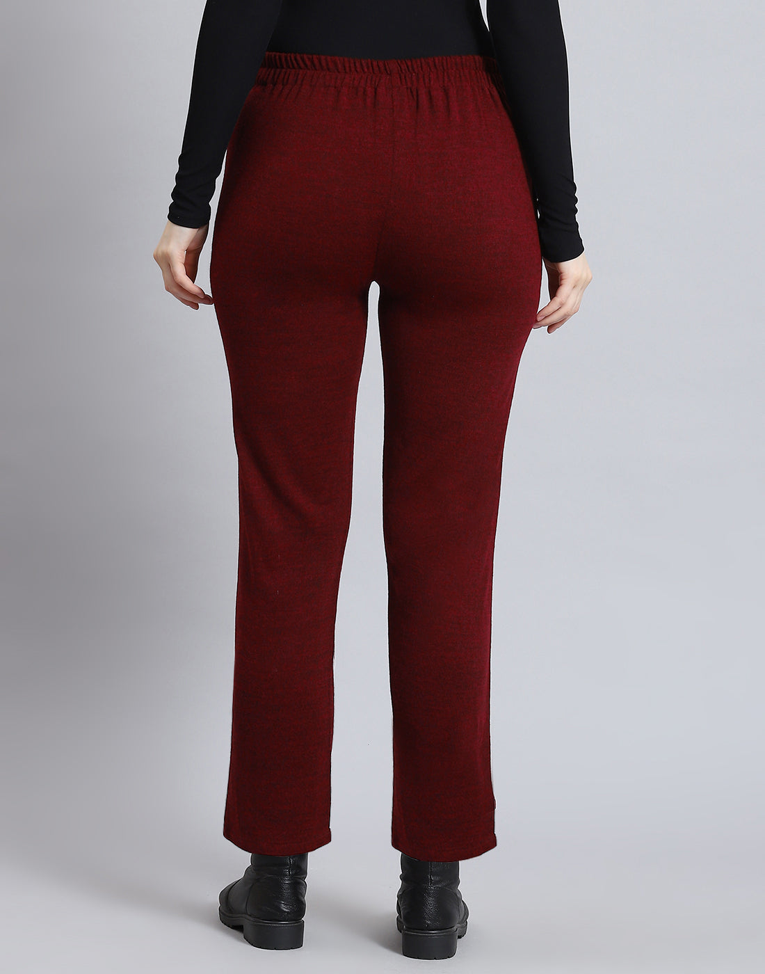 Women Maroon Self Design Regular Fit Winter Lower