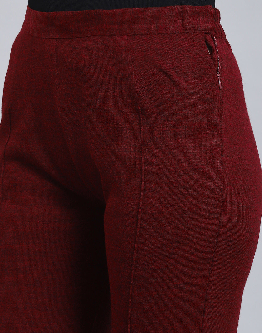 Women Maroon Self Design Regular Fit Winter Lower