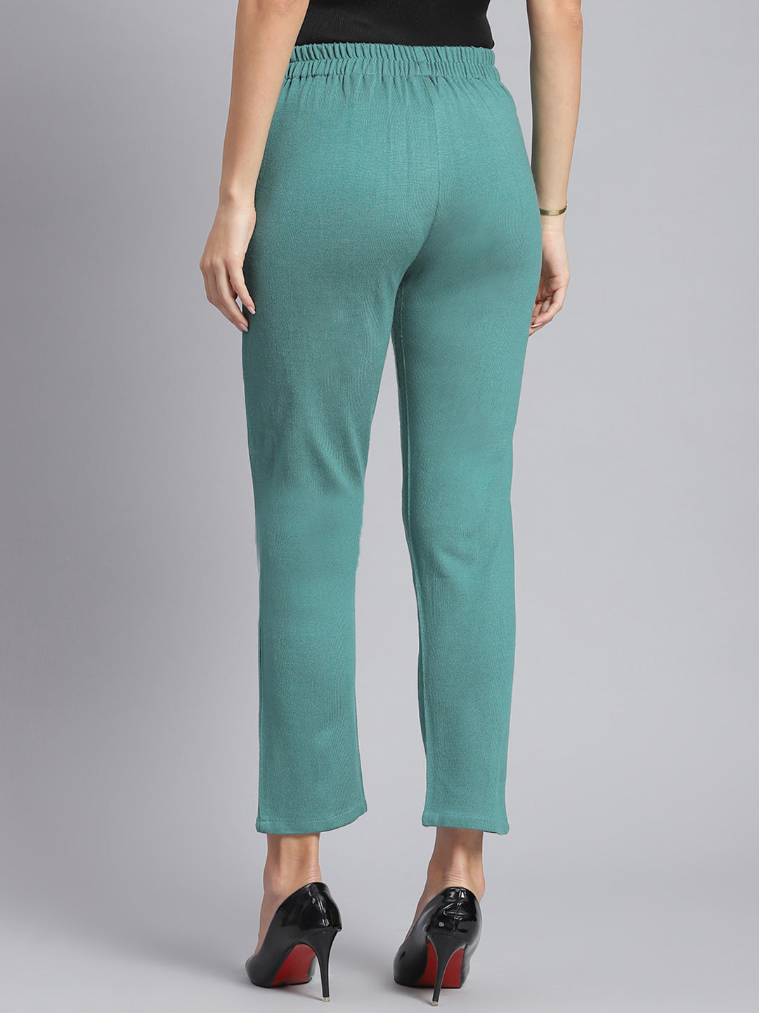 Women Green Self Design Regular Fit Winter Lowers