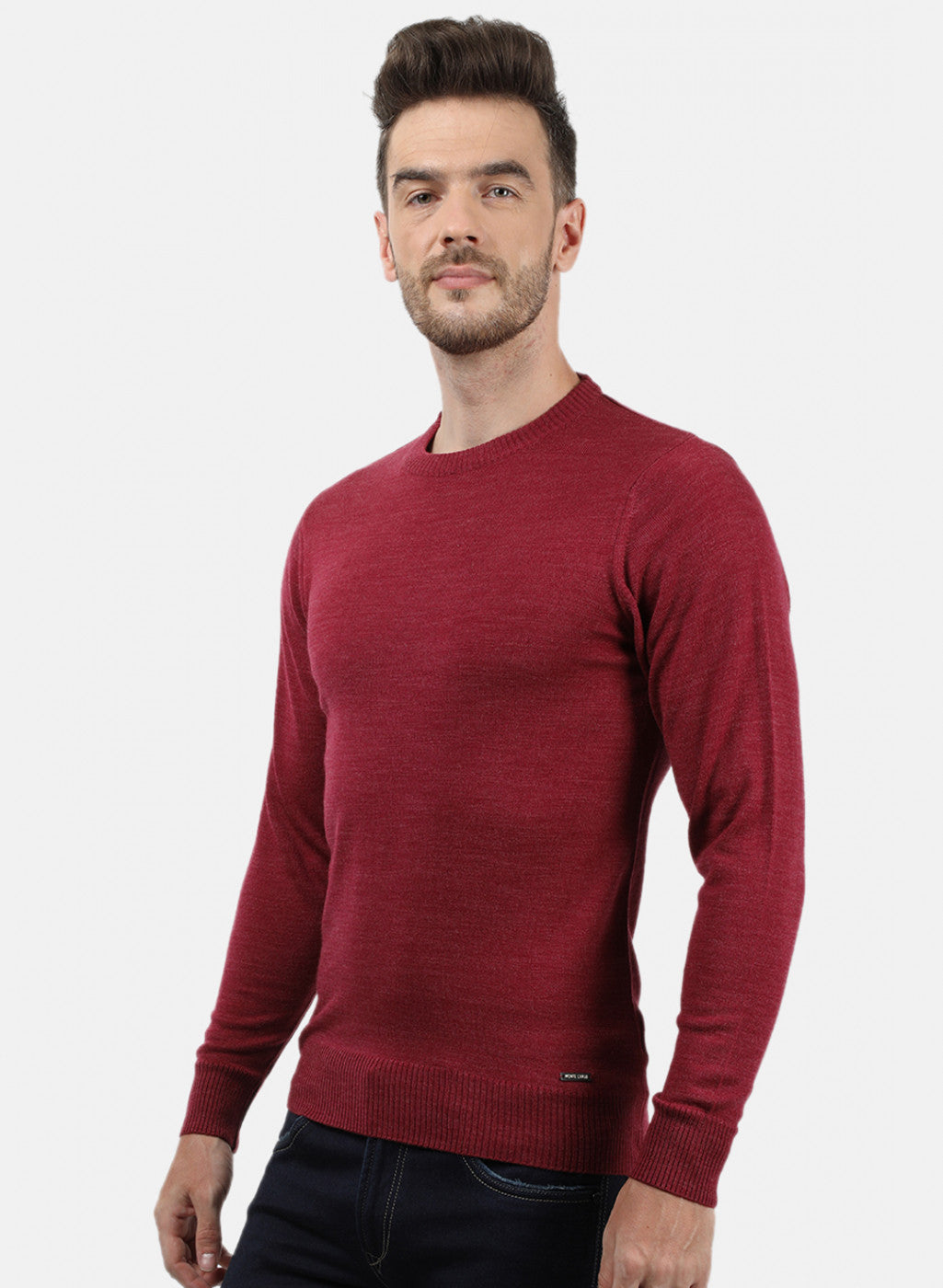 Men Red Solid Pullover
