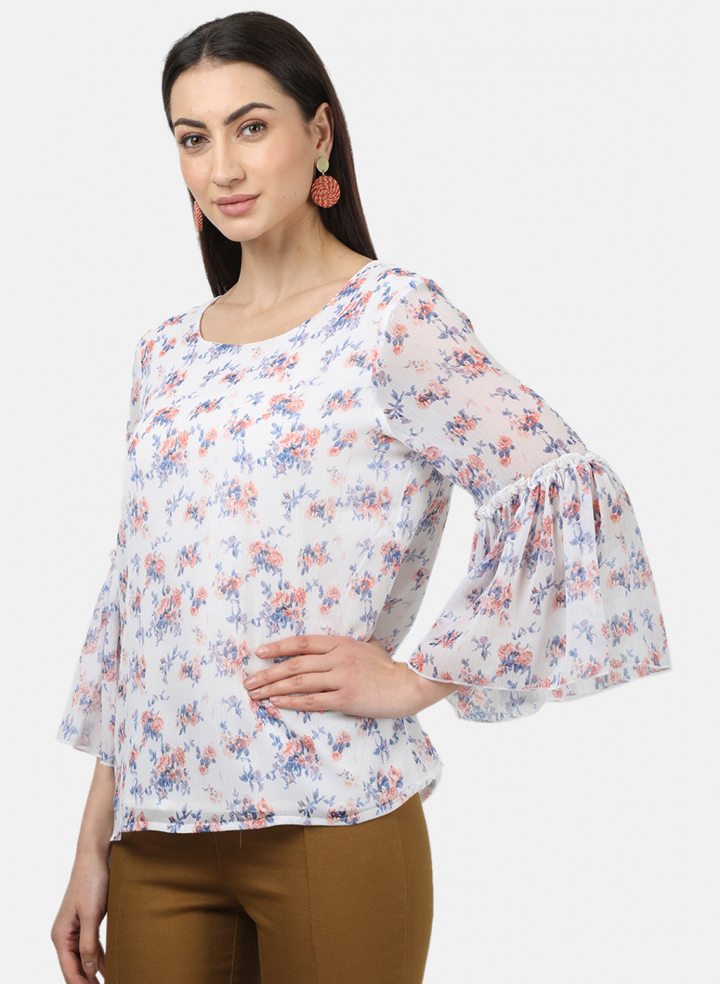 Womens White Printed Tops