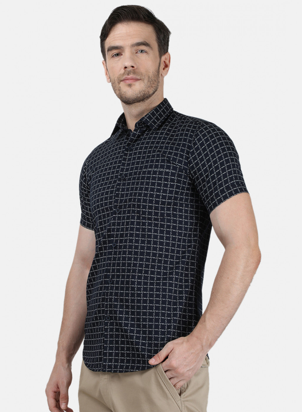 Mens NAvy Blue Printed Shirt