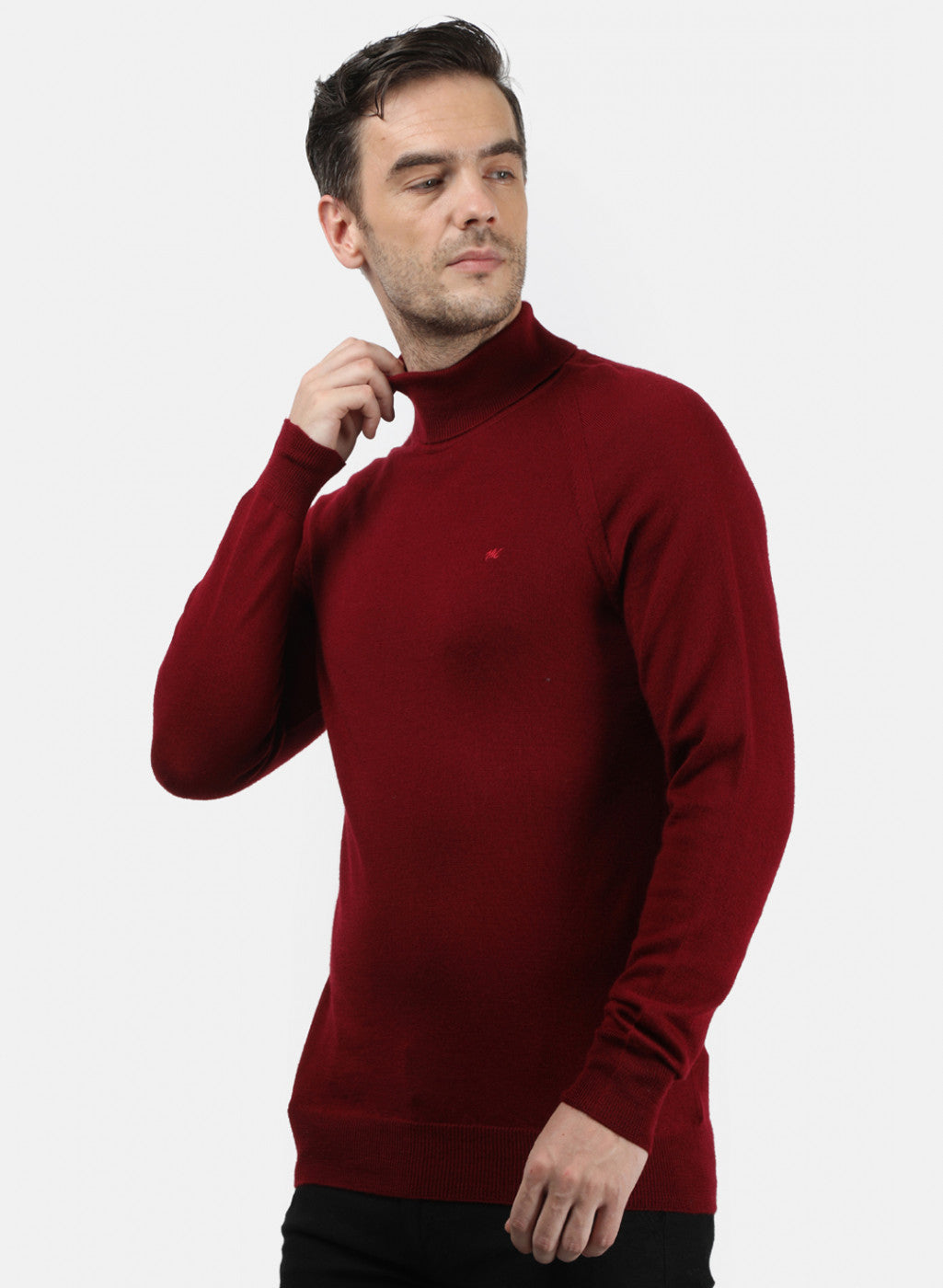 Men Maroon Solid Pullover