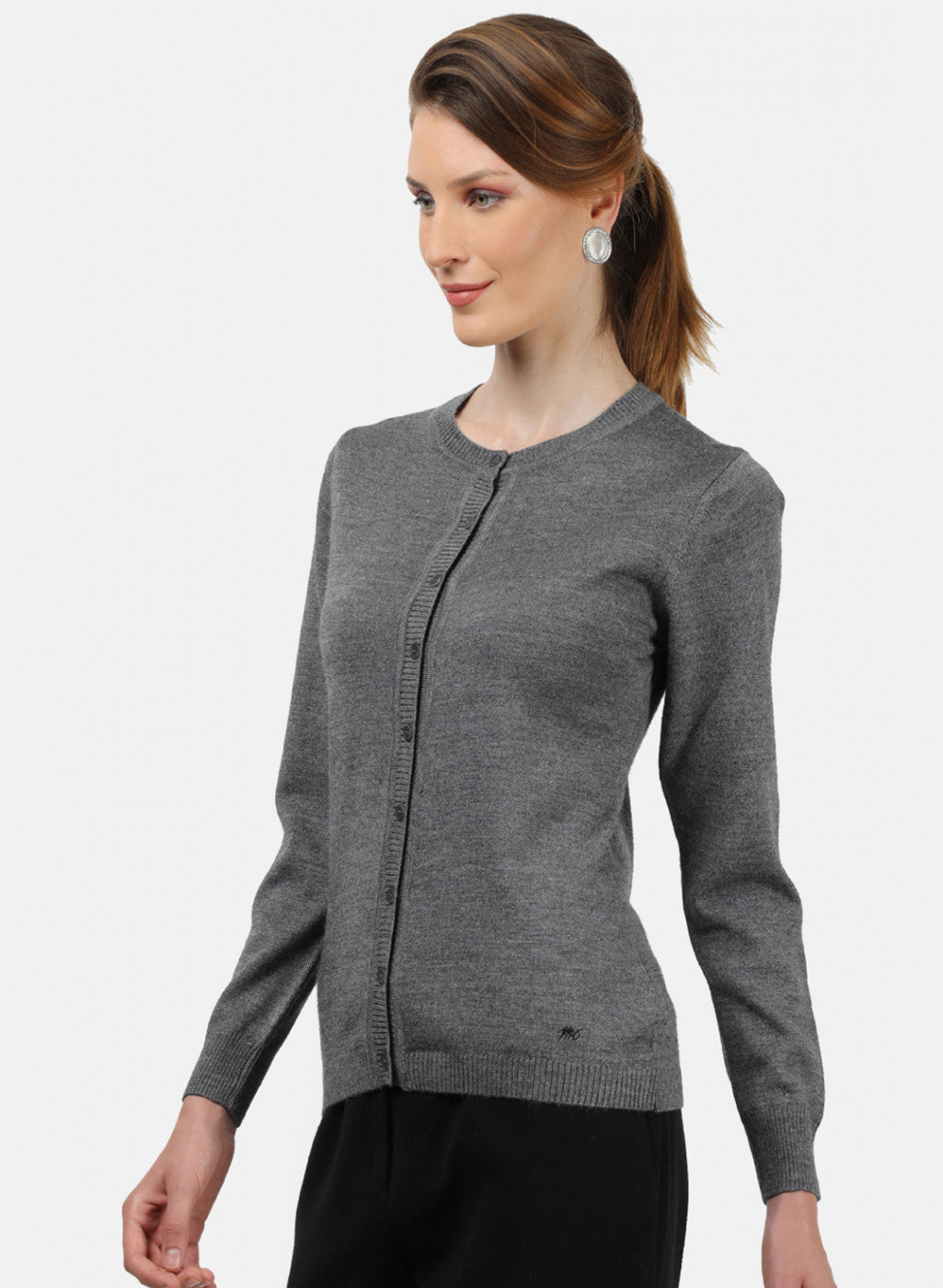 Women Grey Solid Cardigan