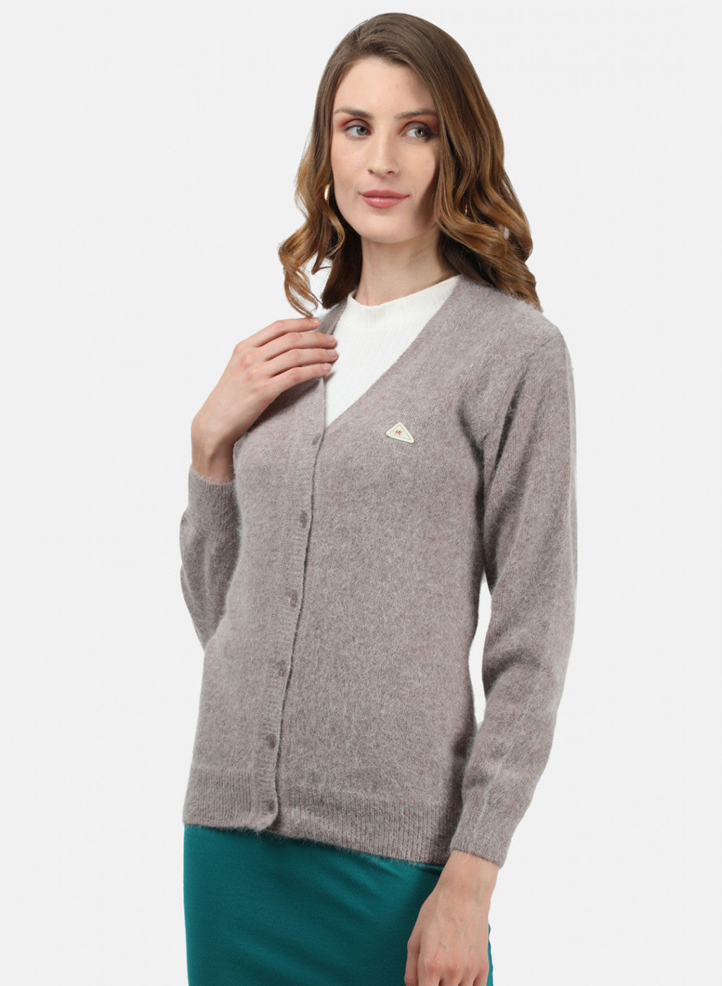Women Light Brown Solid Cardigan