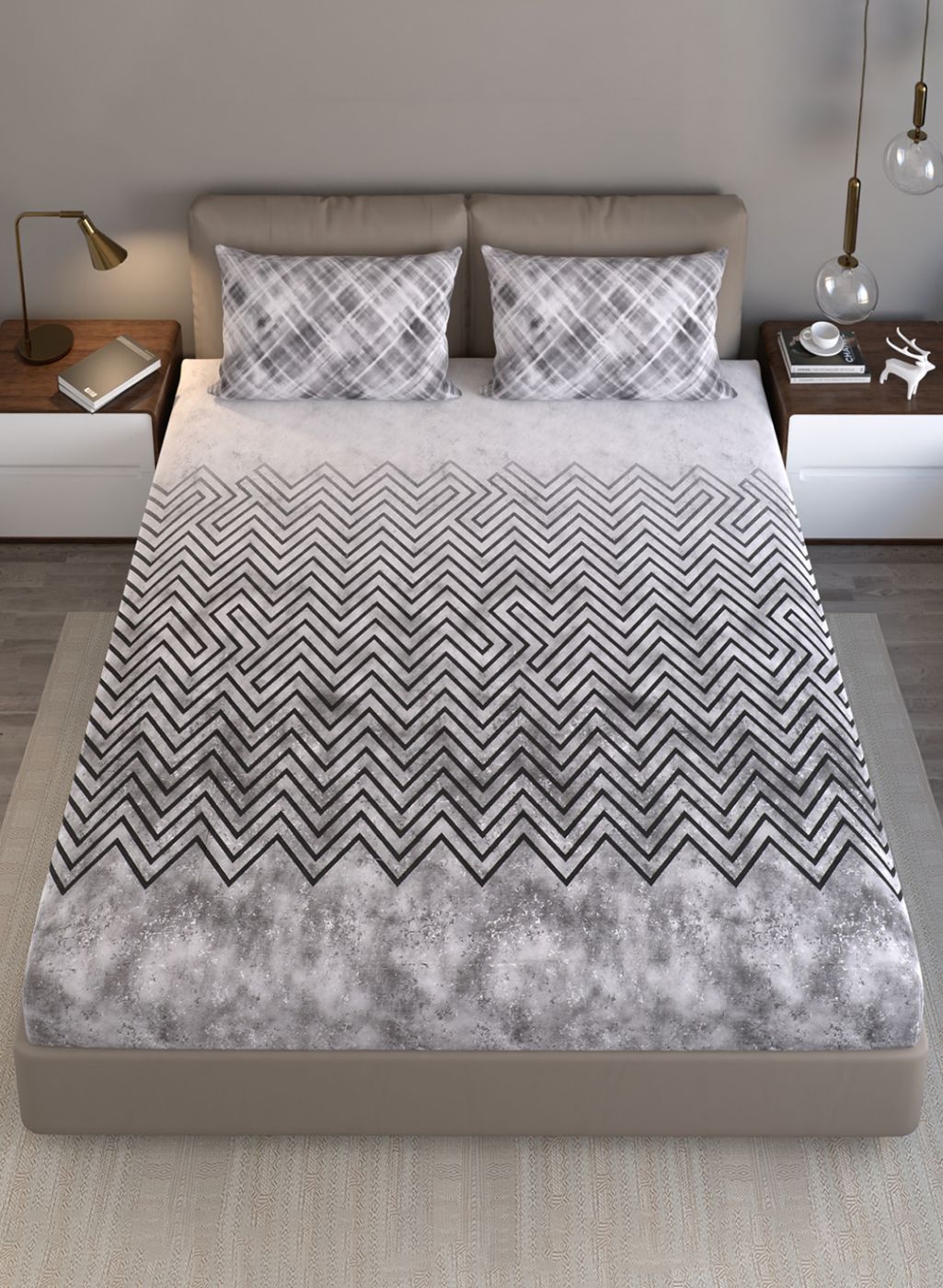 140TC Pure Cotton King Bedsheet with 2 Pillow Covers