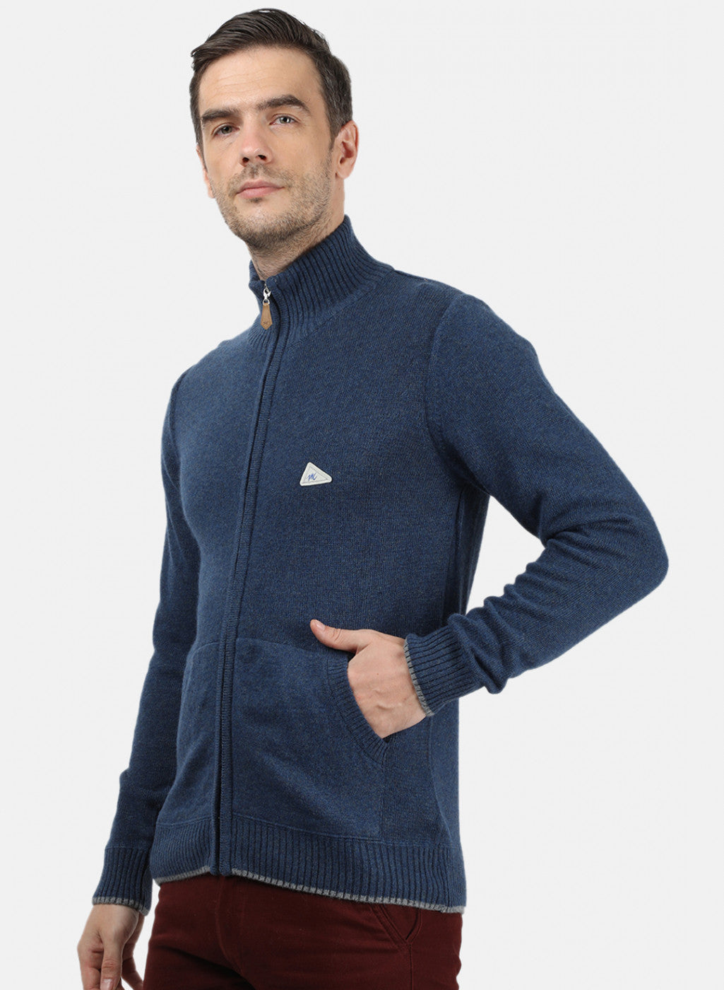 Men Blue Solid Pullover