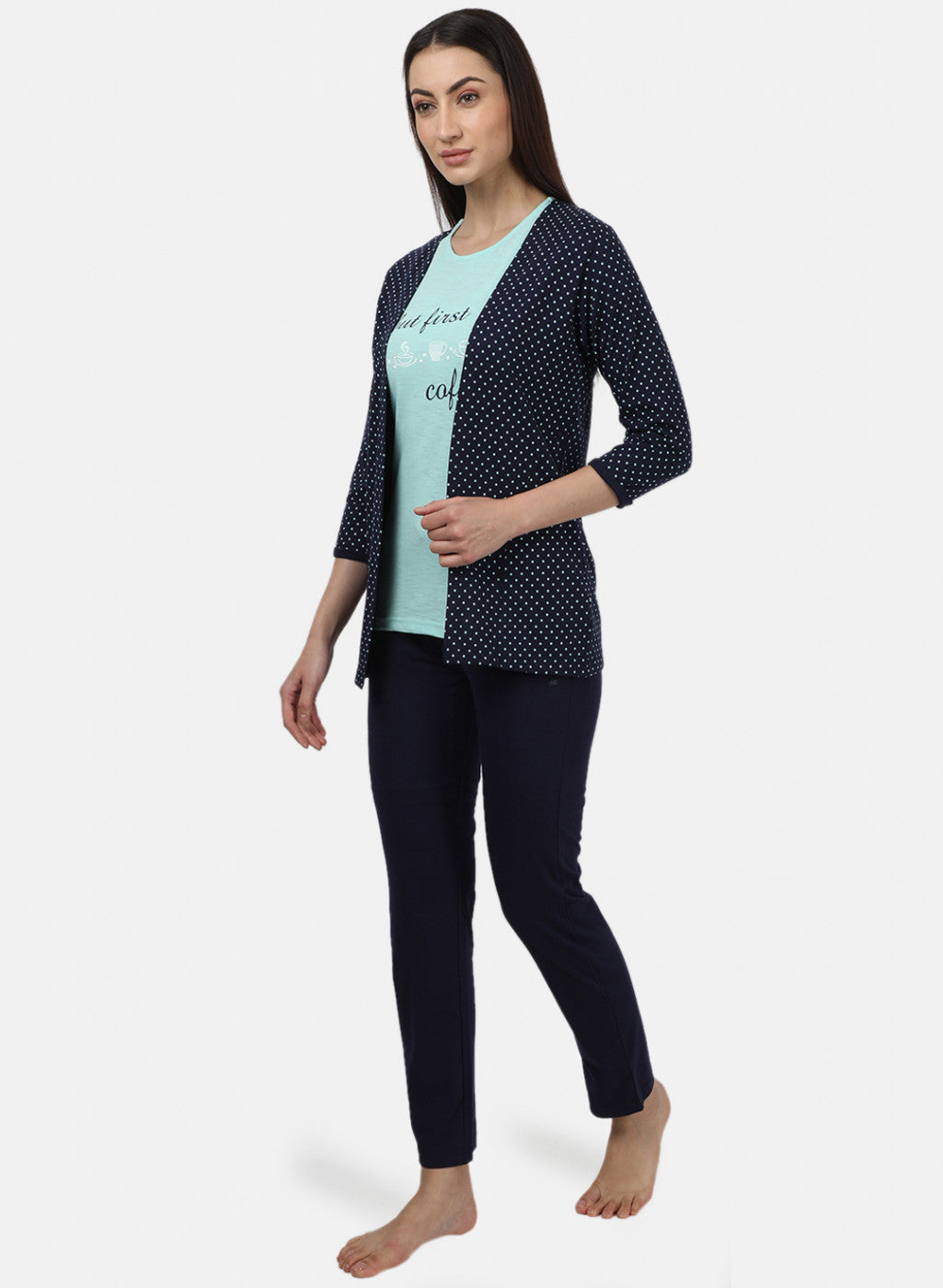 Womens NAvy & Sea Green Printed Tracksuits