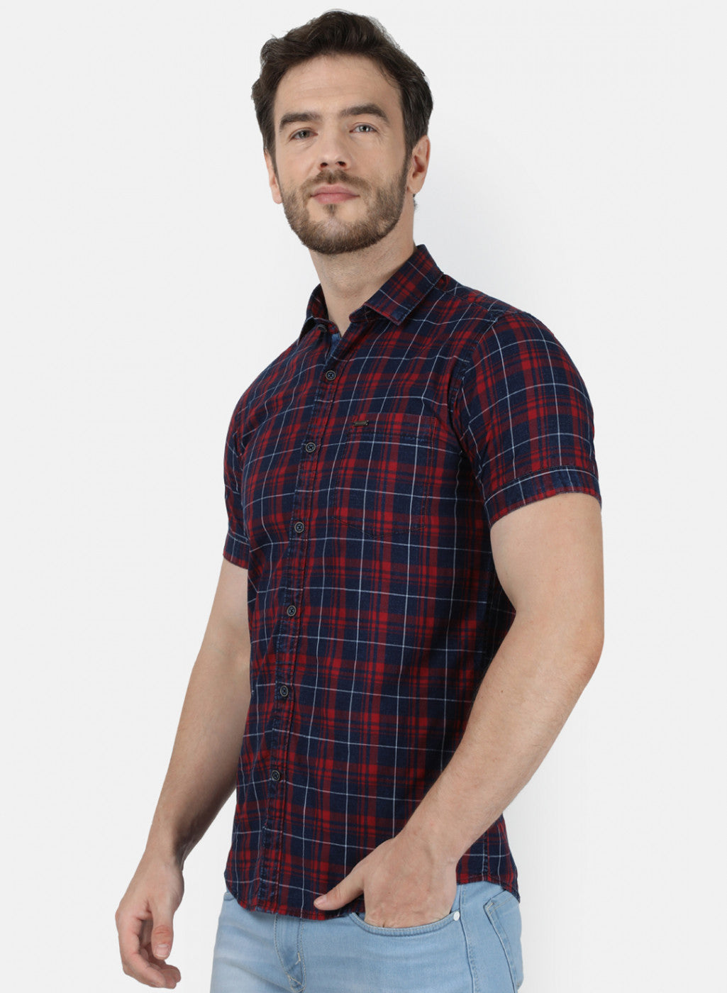 Mens NAvy Check Shirt