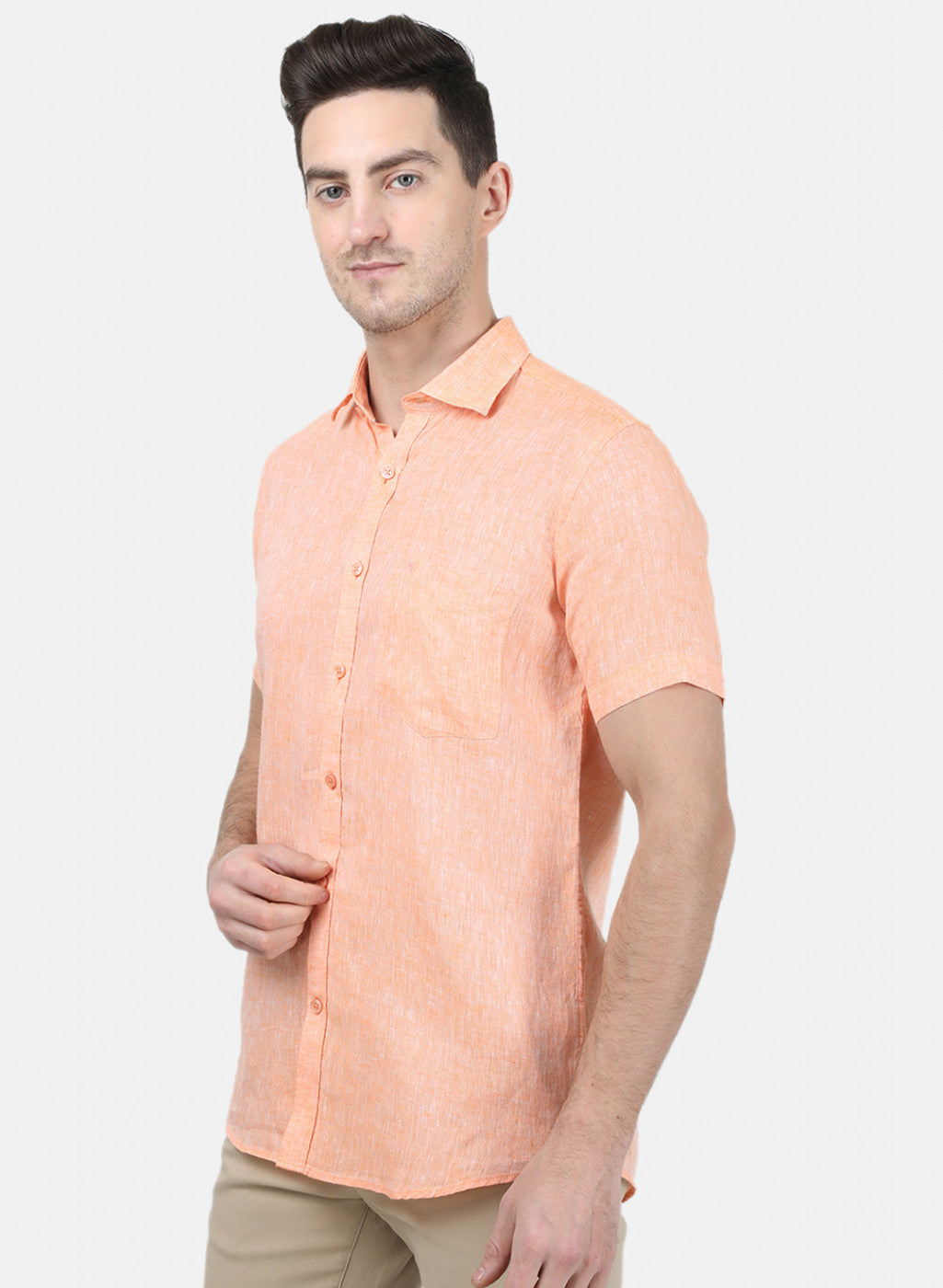Mens Orange Solid Shirt