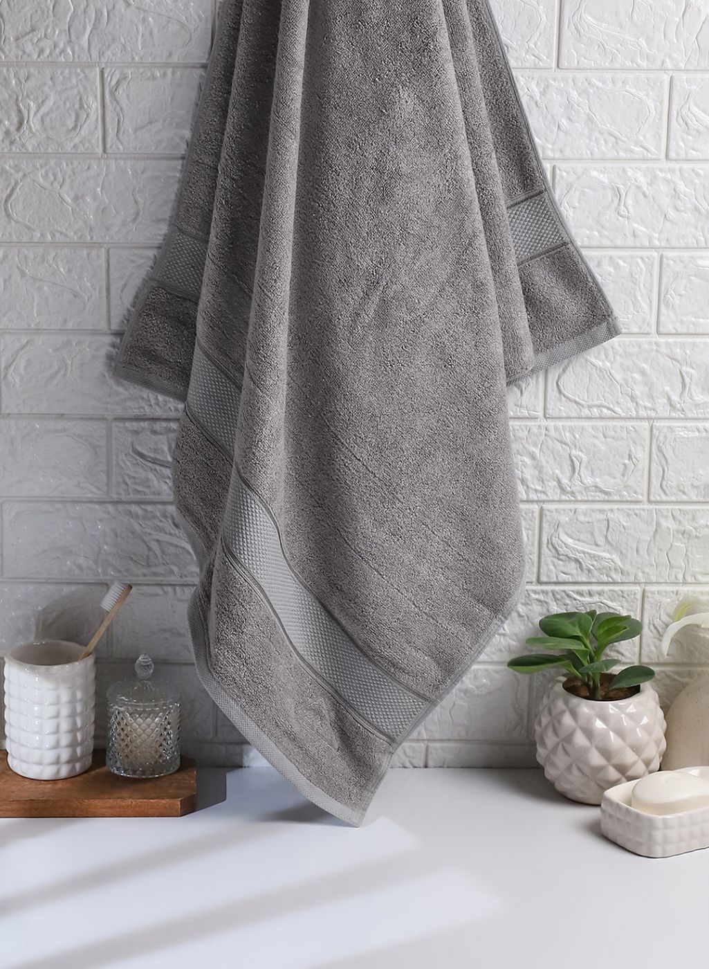 Grey Cotton 600 GSM Bath Towel