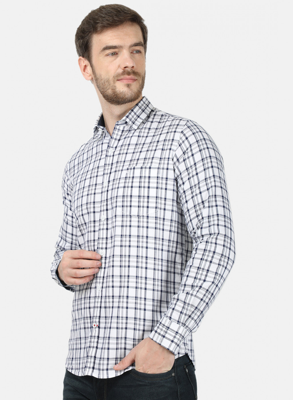 Mens White Check Shirt