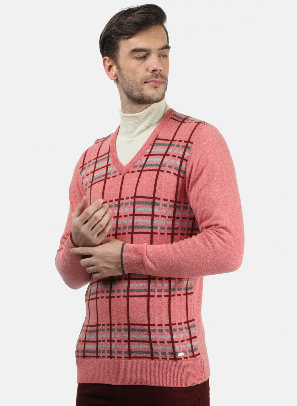 Men Pink Solid Pullover