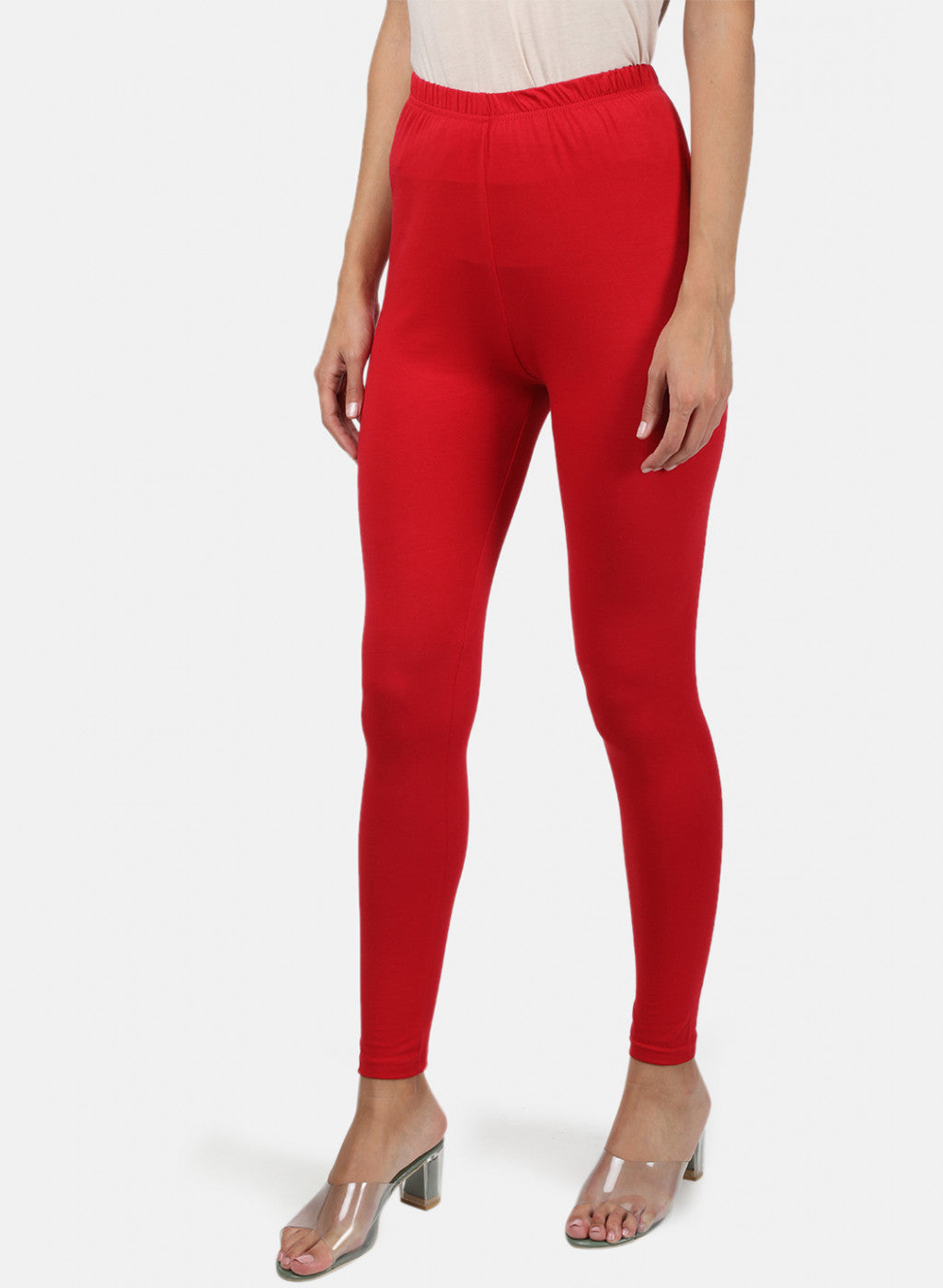 Womens Red Plain Legging