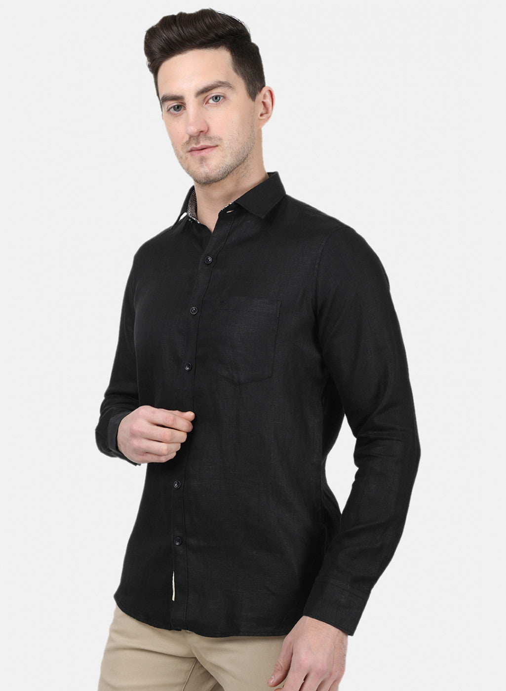 Mens Black Solid Shirt