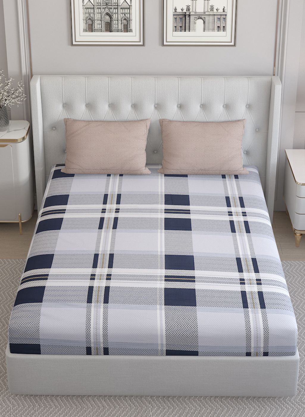 200TC Pure Cotton Queen Bedsheet with 2 Pillow Covers