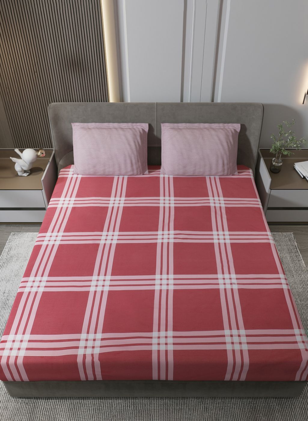 200TC Pure Cotton Queen Bedsheet with 2 Pillow Covers