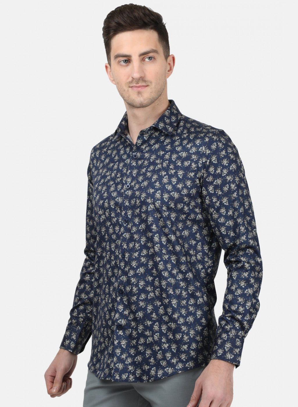 Mens NAvy Blue Printed Shirt