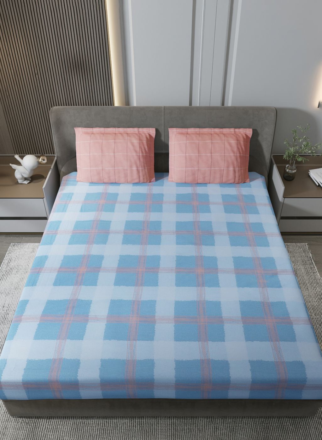200TC Pure Cotton King Bedsheet with 2 Pillow Covers