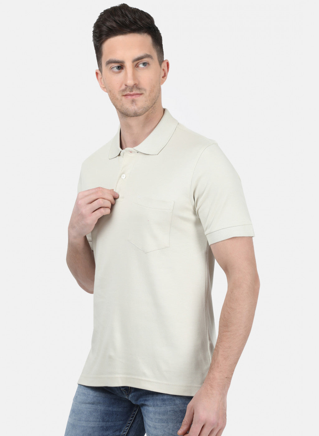 Mens Cream Plain T-Shirt