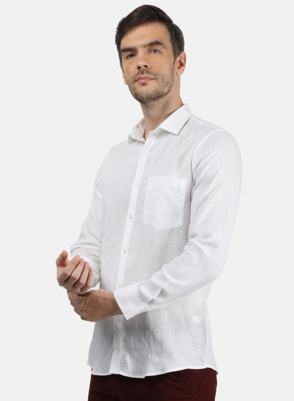 Men White Solid Shirt