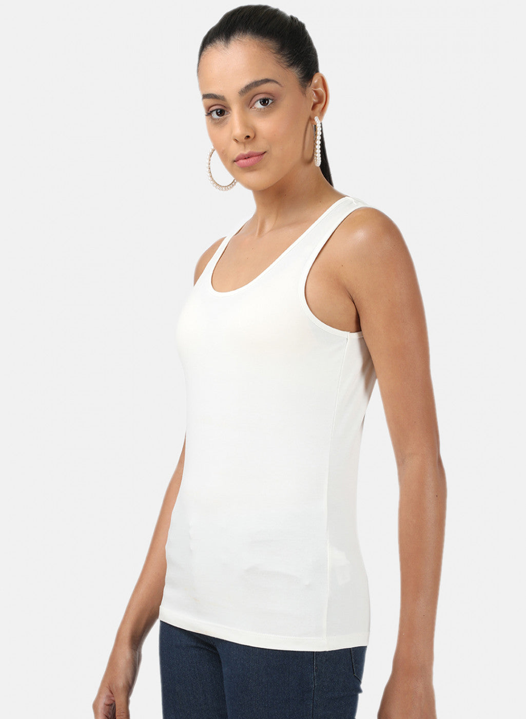 Womens Off White Plain Spaghetti