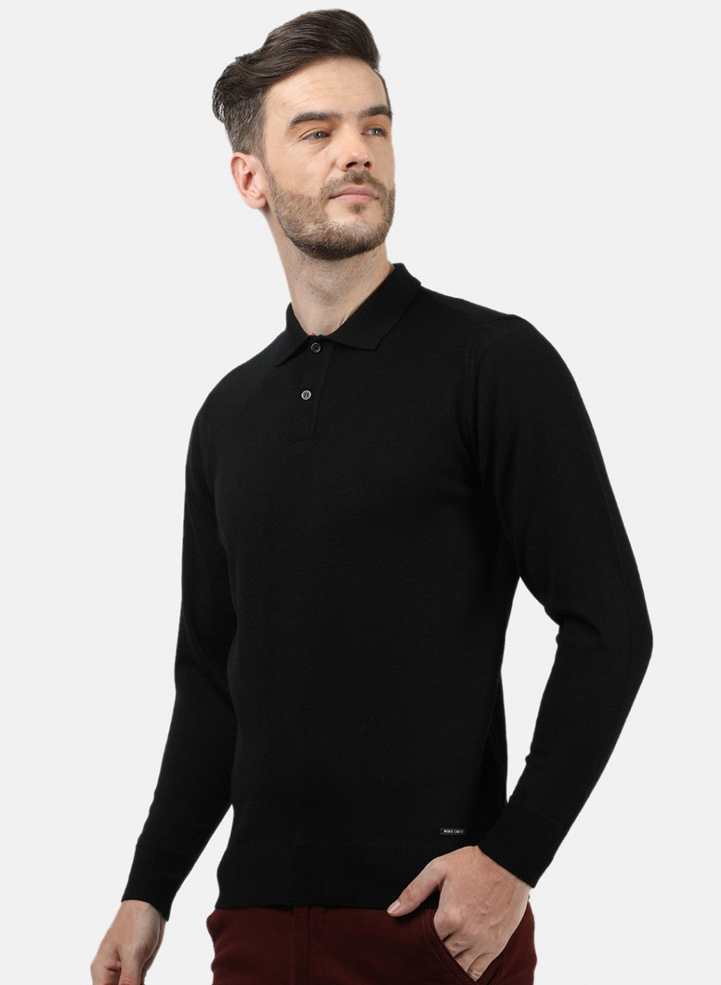Men Black Collar T-Shirt