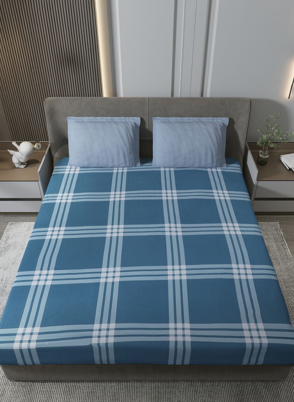 200TC Pure Cotton Queen Bedsheet with 2 Pillow Covers