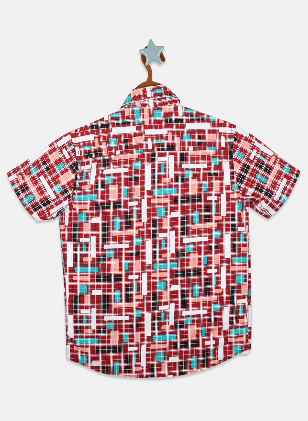 Boys Maroon Printed Shirt