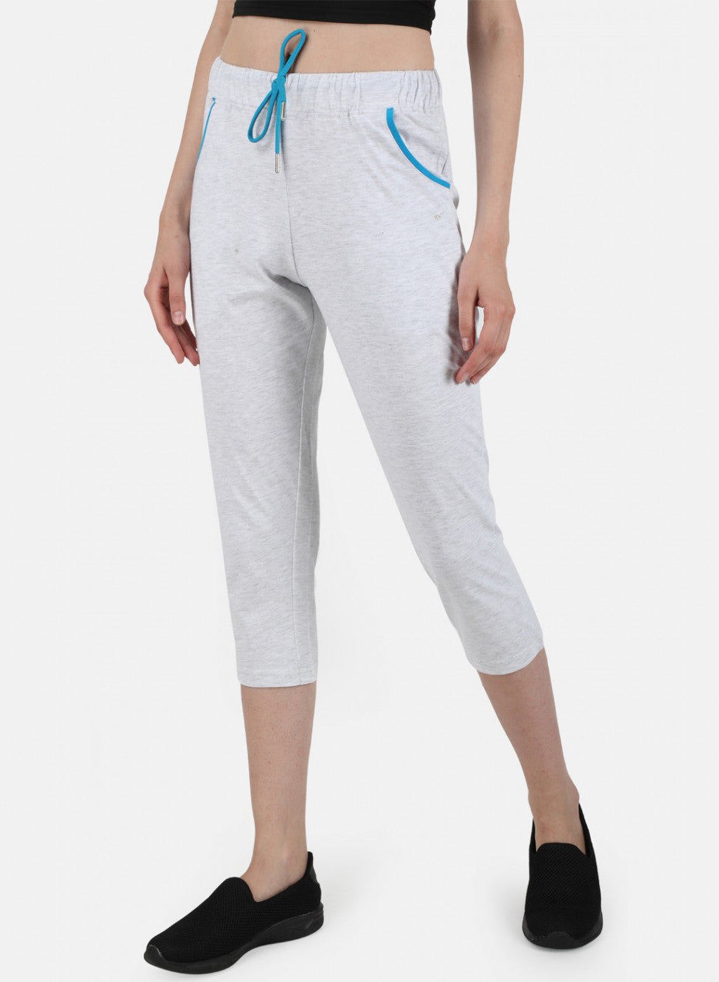 Womens Grey Regular Capri