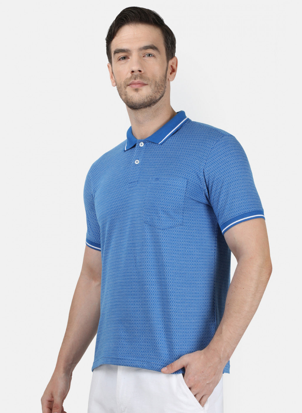 Mens Blue Jaquard T-Shirt
