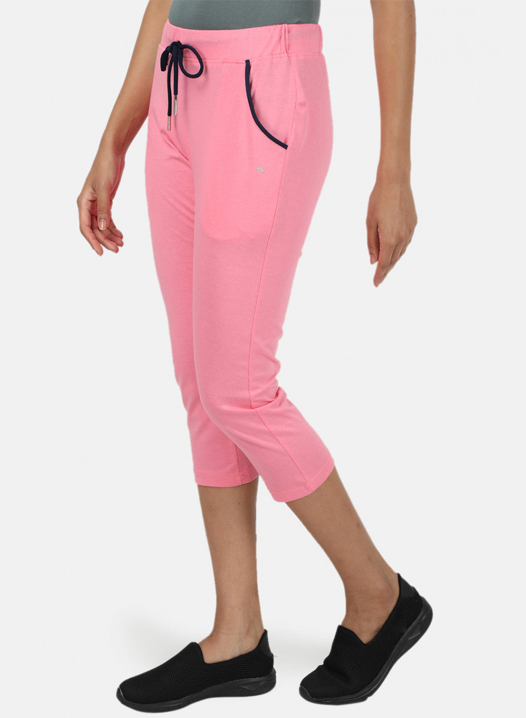 Womens Pink Plain Capri