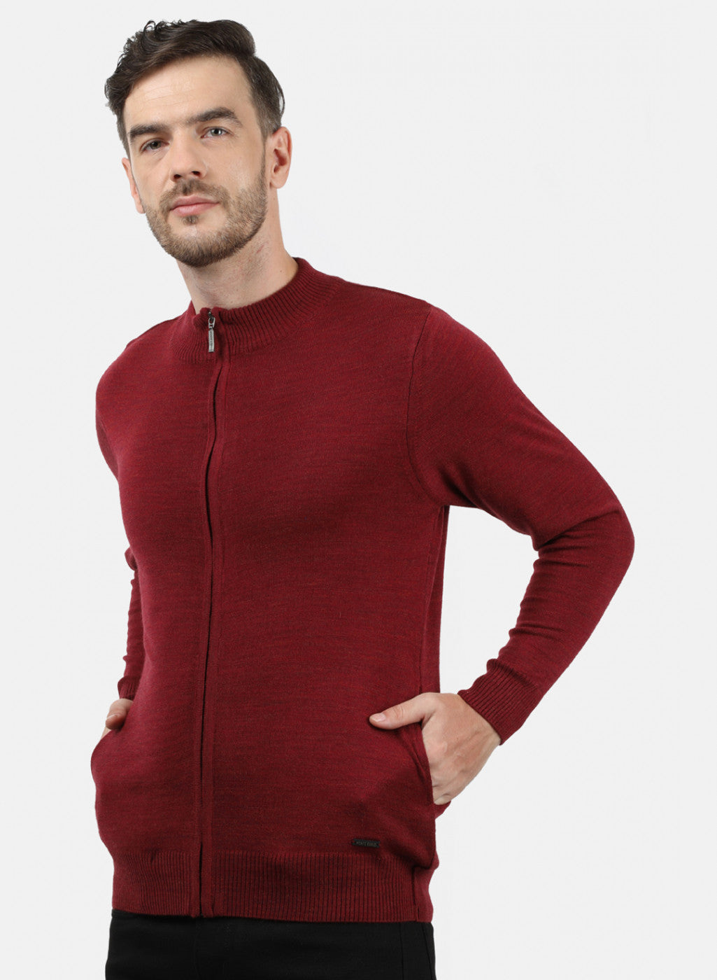 Men Maroon Solid Pullover
